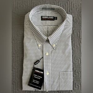Kirkland Signature Men's Black and White Grid Shirt